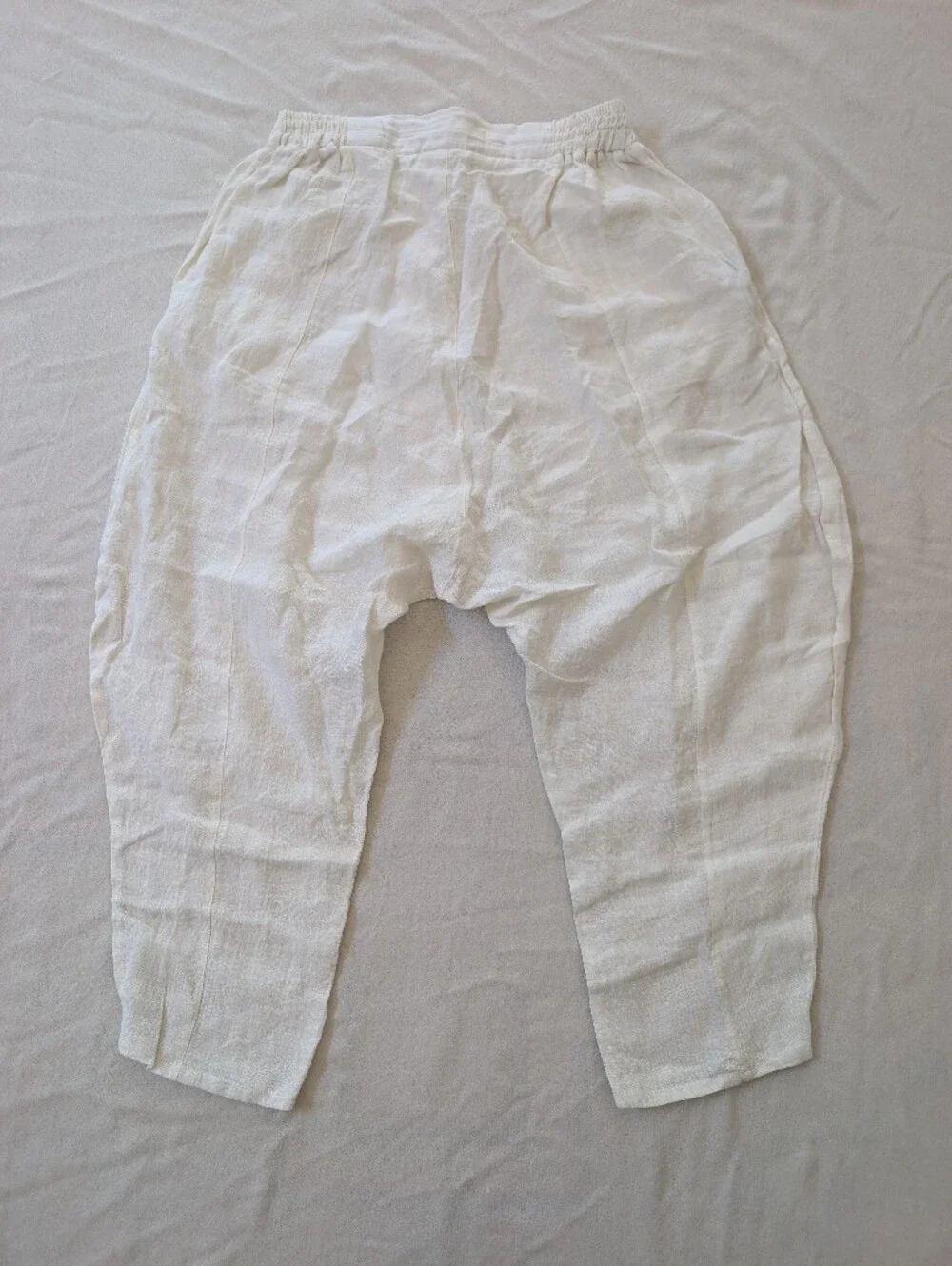 De La Rosa Tulum Harem White Linen Pants